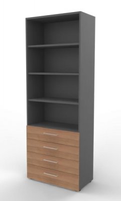Schuladenregal VH9 80 cm breit 6 Ordnerhöhen Grafit-Nussbaum