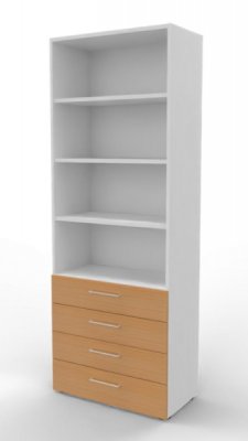 Schuladenregal VH9 80 cm breit 6 Ordnerhöhen Weiss-Buche