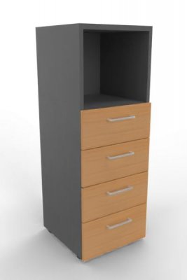 Schubladenschrank VH9 3 Ordnerhöhen 40 cm breit Grafit-Buche