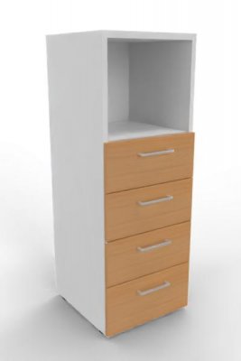 Schubladenschrank VH9 3 Ordnerhöhen 40 cm breit Weiss-Buche