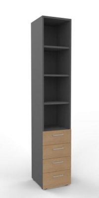 Schubladenschrank VH9 6 Ordnerhöhen Grafit-Eiche