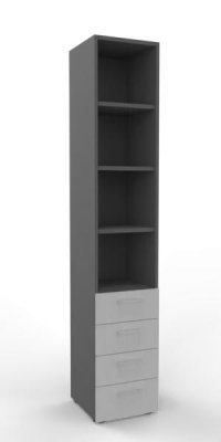 Schubladenschrank VH9 6 Ordnerhöhen Grafit-Lichtgrau
