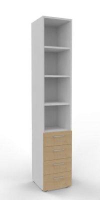 Schubladenschrank VH9 6 Ordnerhöhen Weiß-Ahorn