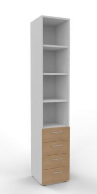 Schubladenschrank VH9 6 Ordnerhöhen Weiß-Eiche
