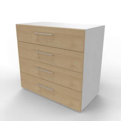 Schubfachschrank VH9S4 2 Ordnerhöhen 80 cm breit Weiß-Ahorn