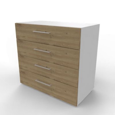Schubfachschrank VH9S4 2 Ordnerhöhen 80 cm breit Weiß-Asteiche
