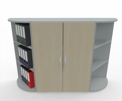 Sideboard 160 cm breit SB2 3 Ordnerhöhen Lichtgrau-Ahorn