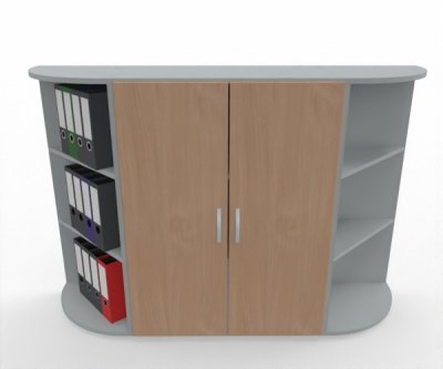 Sideboard 160 cm breit SB2 3 Ordnerhöhen Lichtgrau-Buche