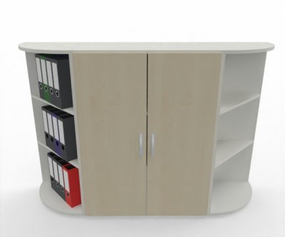 Sideboard 160 cm breit SB2 3 Ordnerhöhen Weiß-Ahorn