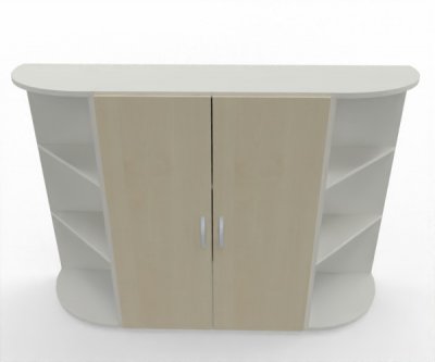 Sideboard 160 cm breit SB2 3 Ordnerhöhen Weiß-Ahorn
