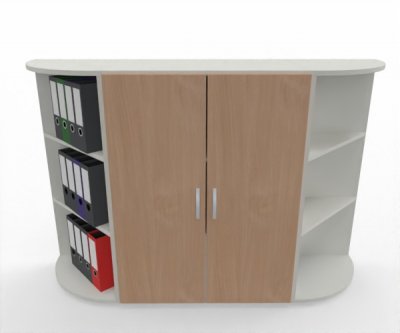 Sideboard 160 cm breit SB2 3 Ordnerhöhen Weiß-Buche