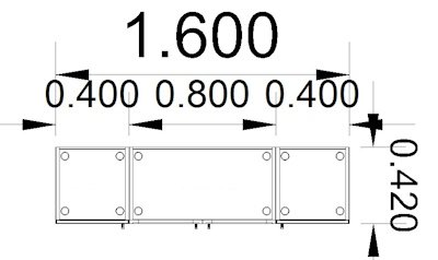 Sideboard 160 cm breit MA8 3 Ordnerhöhen Stellfläche