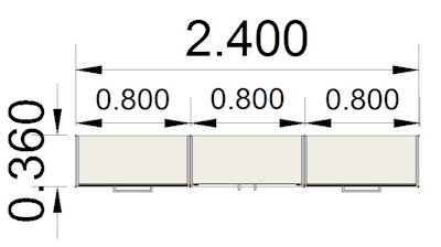 Sideboard 240 cm breit 3-tlg. Stellfläche