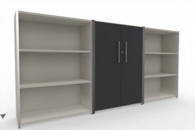 Sideboard 240 cm breit 3teilig KMS2 Korpus Weiß Türen Anthrazit