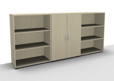 Sideboard 240 cm breit 124 Mega 3 Ordnerhöhen Ahorn
