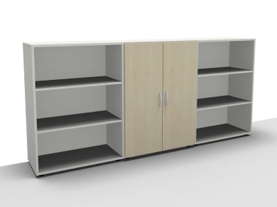 Sideboard 240 cm breit 124 Mega 3 Ordnerhöhen weiss Ahorn