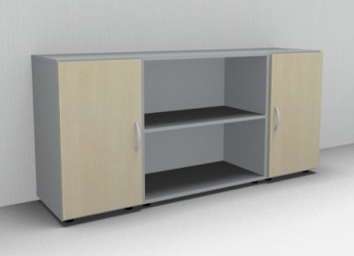 Sideboard Mega 3teilig 2 Ordnerhöhen Lichtgrau-Ahorn
