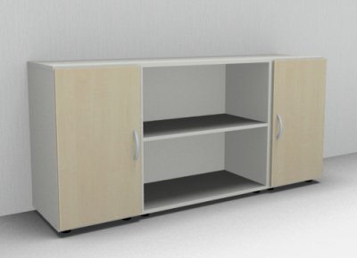 Sideboard Mega 3teilig 2 Ordnerhöhen Weiss-Ahorn