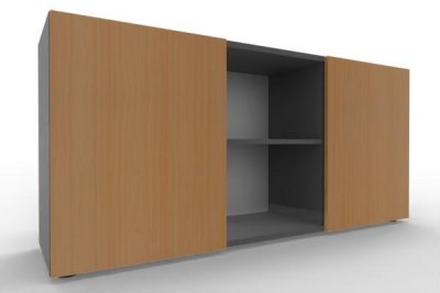 Sideboard mit Schiebetüren 2 Ordnerhöhen 160 cm breit Grafit-Buche