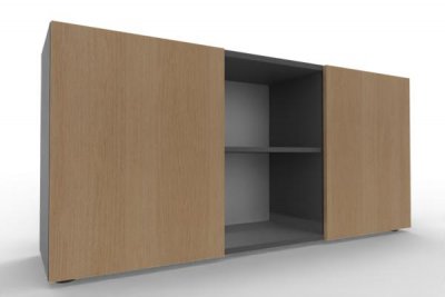Sideboard mit Schiebetüren 2 Ordnerhöhen 160 cm breit Grafit-Eiche