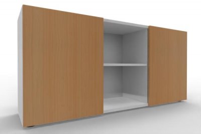 Sideboard mit Schiebetüren 2 Ordnerhöhen 160 cm breit Weiß-Buche