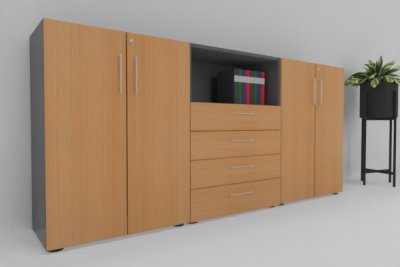 Sideboard 240 cm breit VH14 Grafit-Buche
