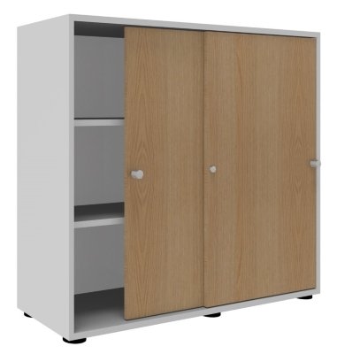 Schiebetürenschrank Master 3 Ordnerhöhen Weiss/Eiche