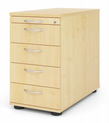 Schreibtischcontainer Standcontainer Multi 4 Schubfächer Ahorn Bogengriffe