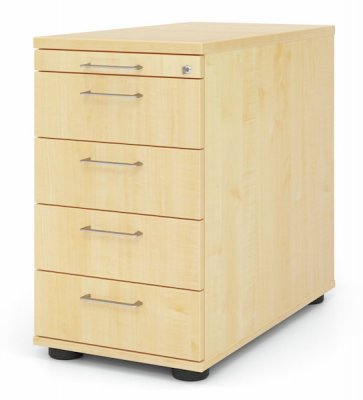Schreibtischcontainer Standcontainer Multi mit 4 Schubladen Dekor Ahorn Bügelgriffe