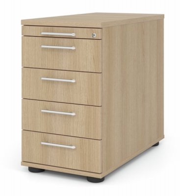 Schreibtischcontainer Standcontainer Multi mit 4 Schubfächern Dekor Eiche Relinggriffe