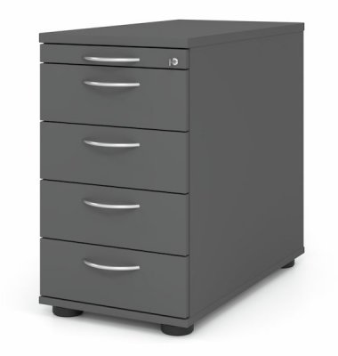 Schreibtischcontainer Standcontainer Multi 4 Schubfächer Grafit Bogengriffe