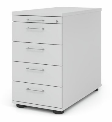 Schreibtischcontainer Standcontainer Multi mit 4 Schubladen Dekor Lichtgrau Bügelgriffe