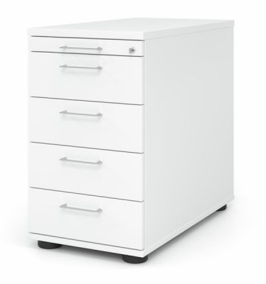 Schreibtischcontainer Standcontainer Multi mit 4 Schubladen Dekor Weiß Bügelgriffe