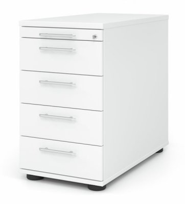 Schreibtischcontainer Standcontainer Multi mit 4 Schubfächern Dekor Weiß Relinggriffe