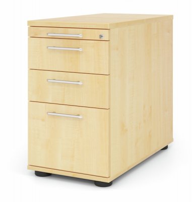 Schreibtischcontainer Standcontainer Multi mit Hängeregisterauschzug Dekor Ahorn Relinggriffe