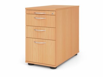 Schreibtischcontainer Standcontainer Multi mit Hängeregisterauszug Dekor Buche Bogengriffe