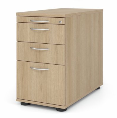 Schreibtischcontainer Standcontainer Multi mit Hängeregisterauszug Dekor Eiche Bogengriffe