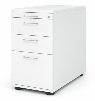 Schreibtischcontainer Standcontainer Multi mit Hängeregisterauszug Dekor Weiß Bügelgriffe