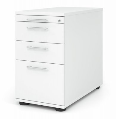 Schreibtischcontainer Standcontainer Multi mit Hängeregisterauschzug Dekor Weiss Relinggriffe