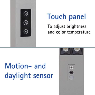 LED-Klemmleuchte MAULsirius colour vario senosor dimmbar silber Bedienung