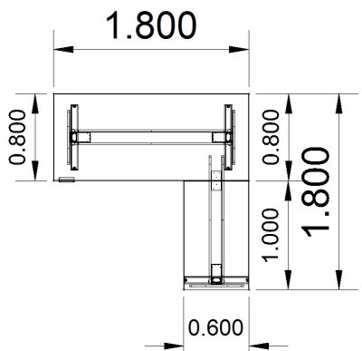 Winkelschreibtisch Move3 180x180 cm Stellfläche