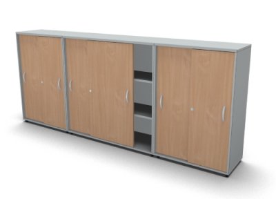 Raumteilerschrank Mega Stehtheke 280 cm Lichtgrau-Buche