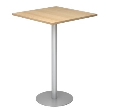 Stehtisch 80x80 Säule silber Dekor Eiche