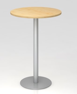 Stehtisch rund Säule silber Dekor Eiche