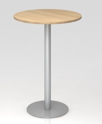 Stehtisch rund Säule silber Dekor Eiche