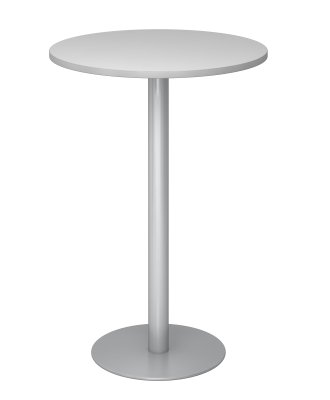 Stehtisch rund Säule silber Dekor Lichtgrau