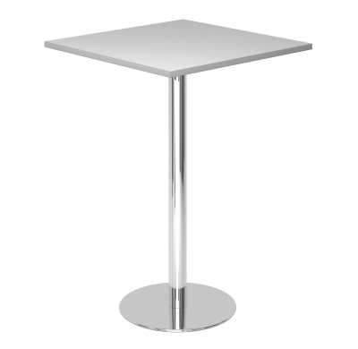 Stehtisch 80x80 Säule verchromt Dekor Lichtgrau
