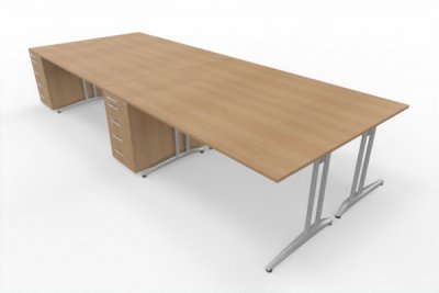 Teamarbeitsplatz HB4 für 4 Personen Eiche