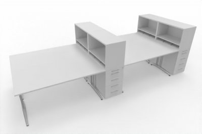 Teamarbeitsplatz HB5 für 4 Personen Weiß