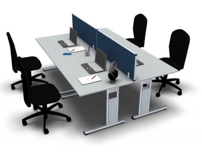 Teamarbeitsplatz TG1 für 4 Personen Lichtgrau